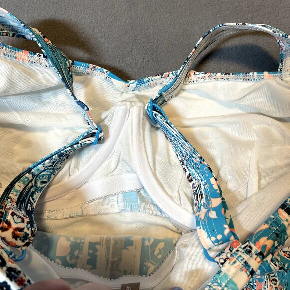 Sunseeker Tankin Top Womens 36DD Blue Abstract Print Pattern Beach Vacation Pool - Picture 3 of 7